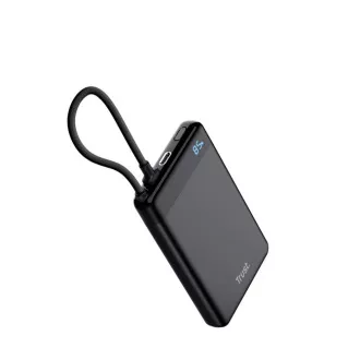 Baterie externă TRUST Fiera, 10000 mAh, cu cablu, 2x USB-C, neagră