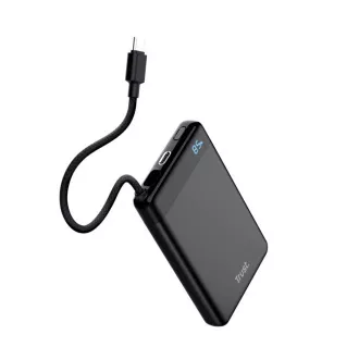 Baterie externă TRUST Fiera, 10000 mAh, cu cablu, 2x USB-C, neagră