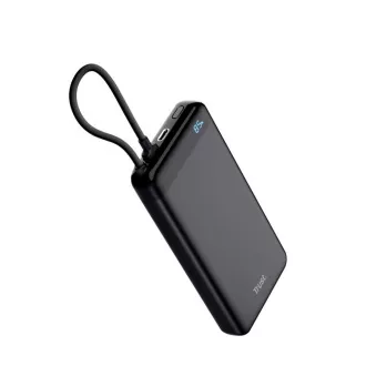 Acumulator extern TRUST Fiera, 20000 mAh, cu cablu, 2x USB-C, negru Acumulator extern TRUST Fiera, 20000 mAh, cu cablu, 2x USB-C, negru