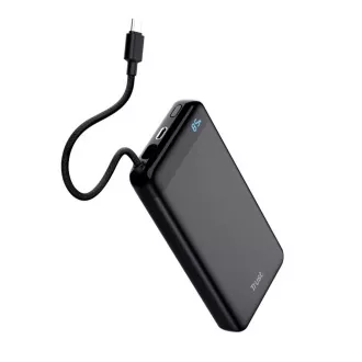 Acumulator extern TRUST Fiera, 20000 mAh, cu cablu, 2x USB-C, negru Acumulator extern TRUST Fiera, 20000 mAh, cu cablu, 2x USB-C, negru