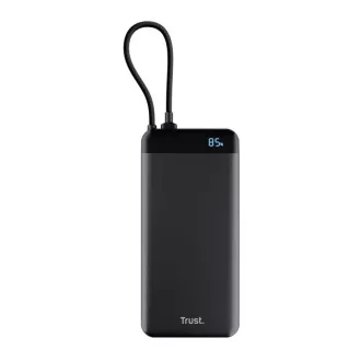 Acumulator extern TRUST Fiera, 20000 mAh, cu cablu, 2x USB-C, negru Acumulator extern TRUST Fiera, 20000 mAh, cu cablu, 2x USB-C, negru