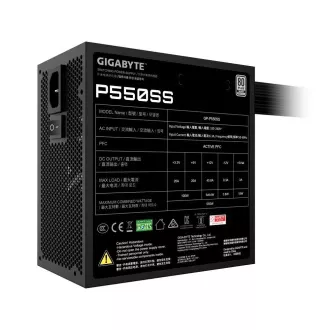 Sursă de alimentare GIGABYTE P550SS, 550W, 80+ Argintiu, 120mm, ATX 3.0, Negru Sursă de alimentare GIGABYTE P550SS, 550W, 80+ Argintiu, 120mm, ATX 3.0, Negru