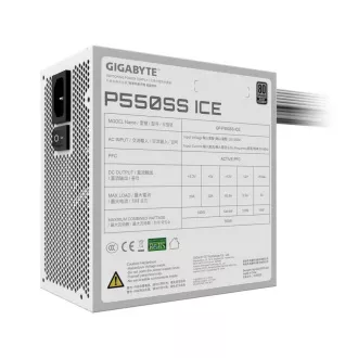 Sursă de alimentare GIGABYTE P550SS ICE, 550W, 80+ Argintiu, 120mm, ATX 3.0, alb