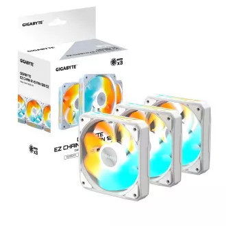 Ventilator GIGABYTE EZ CHAIN RVS FAN 3-PACK, 3x120mm, alb