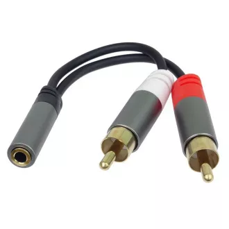 Cablu PremiumCord Mufă HQ 3.5mm Mamă - 2x CINCH Mascul 15cm