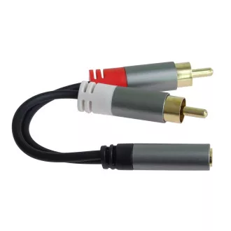 Cablu PremiumCord Mufă HQ 3.5mm Mamă - 2x CINCH Mascul 15cm