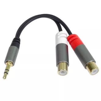 Cablu PremiumCord Mufă HQ 3,5 mm Mascul - 2x CINCH Femeie 15cm