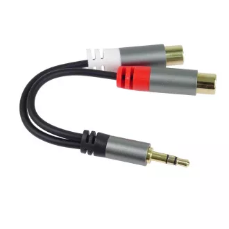 Cablu PremiumCord Mufă HQ 3,5 mm Mascul - 2x CINCH Femeie 15cm