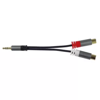 Cablu PremiumCord Mufă HQ 3,5 mm Mascul - 2x CINCH Femeie 15cm
