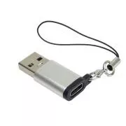 Adaptor PremiumCord USB3.0 A tată - USB-C mamă, argintiu cu buclă de suspendare