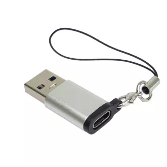 Adaptor PremiumCord USB3.0 A tată - USB-C mamă, argintiu cu buclă de suspendare