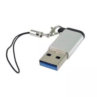 Adaptor PremiumCord USB3.0 A tată - USB-C mamă, argintiu cu buclă de suspendare