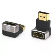 Conector adaptor PREMIUMCORD 8K HDMI A - HDMI A, F/M, îndoit în unghi drept 90°
