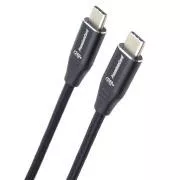Cablu PREMIUMCORD USB-C M/M, 240 W 480 Mbps împletitură din bumbac negru, 0,5 m