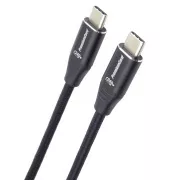 Cablu PREMIUMCORD USB-C M/M, 240 W 480 Mbps împletitură din bumbac negru, 2 m