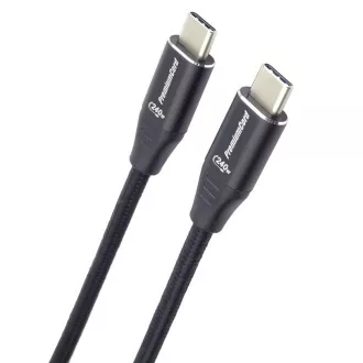 Cablu PREMIUMCORD USB-C M/M, 240 W 480 Mbps împletitură din bumbac negru, 2 m