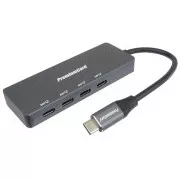 Hub PREMIUMCORD USB-C la 4x USB 3.2 Type-C, 5G SuperSpeed, aluminiu