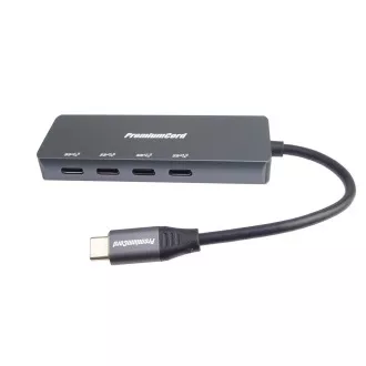 Hub PREMIUMCORD USB-C la 4x USB 3.2 Type-C, 5G SuperSpeed, aluminiu