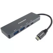 Hub PREMIUMCORD USB-C la 2x USB 3.2 Type-C +2x USB 3.2, 5G SuperSpeed, Aluminiu