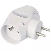 Splitter PREMIUMCORD 230V 10A, 2x rotund + 1x priză plată, alb