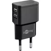Goobay Adaptor de alimentare și încărcare 230V la 2x USB, max.2, 4A, negru