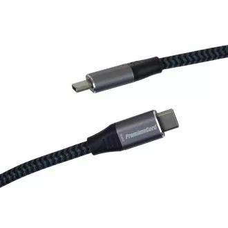 Cablu USB-C PREMIUMCORD (USB 3.2 Gen2x2, 5A, 100W, 20Gbit/s) 3m, gri