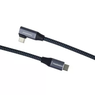 Cablu îndoit PREMIUMCORD USB-C (USB 3.2 Gen2x2, 5A, 100W, 20Gbit/s) 3m, gri