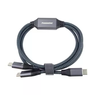 Cablu de încărcare PREMIUMCORD USB-C, 2xUSB-C la USB-C, 100W, 1m, negru