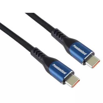 Cablu USB-C PremiumCord (USB 3.2 GEN 2x2, 5A, 100W, 20Gbit/s) 1m, țesătură din bumbac împletit