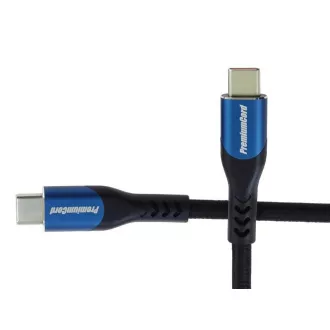 Cablu USB-C PremiumCord (USB 3.2 GEN 2x2, 5A, 100W, 20Gbit/s) 1.5m, împletitură de bumbac