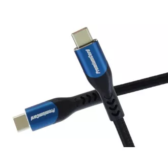 Cablu USB-C PremiumCord (USB 3.2 GEN 2x2, 5A, 100W, 20Gbit/s) 2m, țesătură din bumbac împletit