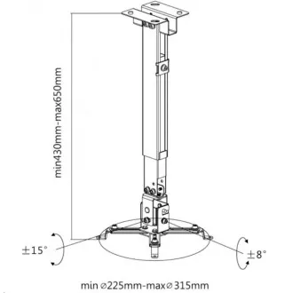 Suport proiector de date pentru tavan și perete Reflecta TAPA 43-65cm alb