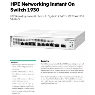 Switch HPE Networking Instant On 8p Gigabit CL4 PoE 2p SFP 124W 1930 (JL681) Switch HPE Networking Instant On 8p Gigabit CL4 PoE 2p SFP 124W 1930 (JL681)