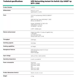 Comutator HPE Networking Instant On 12p 10GBT 4p SFP+ 1960 (JL805A)