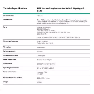 Comutator HPE Networking Instant On 16p Gigabit 1430 (R8R47A)