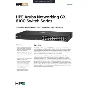 Switch HPE Aruba Networking CX 6100 24G 4SFP+ JL678A REÎNNOIRE