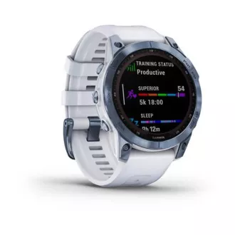 Garmin fenix 7 Sapphire Solar, Titan Blue / Bandă de silicon alb, EU Garmin fenix 7 Sapphire Solar, Titan Blue / Bandă de silicon alb, EU