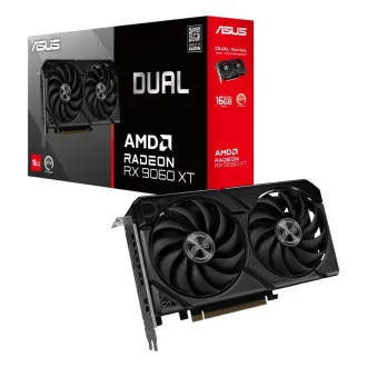Placă video ASUS VGA, AMD Radeon RX 9060 XT DUAL 16GB, RX 9060 XT, 16GB GDDR6, 2xDP, 1xHDMI
