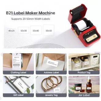 Niimbot Label Printer B21S Smart, roșu   rolă de etichete 210 buc.