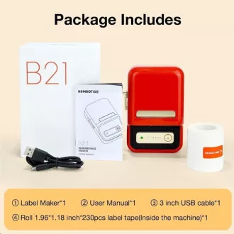 Niimbot Label Printer B21S Smart, roșu   rolă de etichete 210 buc.