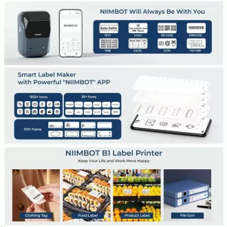 Niimbot Label Printer B1 Smart, albastru lac   rolă de etichete 210 buc.