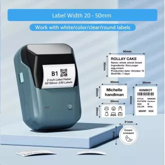 Niimbot Label Printer B1 Smart, albastru lac   rolă de etichete 210 buc.