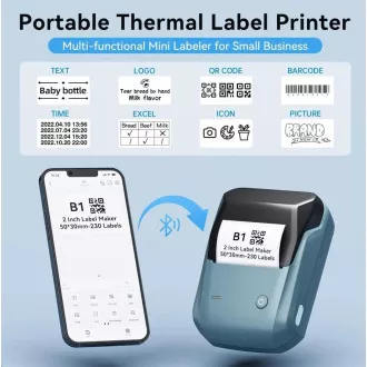 Niimbot Label Printer B1 Smart, albastru lac   rolă de etichete 210 buc.