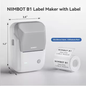 Imprimantă de etichete Niimbot B1 Smart, gri   rolă de etichete 210 bucăți