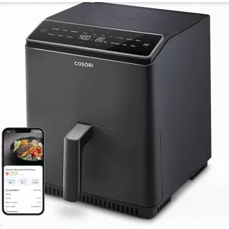 Cosori Dual Blaze 6.4L SMART Friteuză cu aer cald Cosori Dual Blaze 6.4L 5x frigăruie și grătar. grătar, negru Cosori Dual Blaze 6.4L SMART Friteuză cu aer cald Cosori Dual Blaze 6.4L 5x frigăruie și grătar. grătar, negru