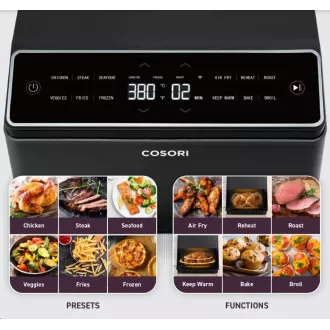 Cosori Dual Blaze 6.4L SMART Friteuză cu aer cald Cosori Dual Blaze 6.4L 5x frigăruie și grătar. grătar, negru Cosori Dual Blaze 6.4L SMART Friteuză cu aer cald Cosori Dual Blaze 6.4L 5x frigăruie și grătar. grătar, negru