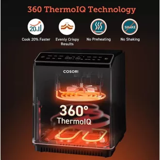 Cosori Dual Blaze 6.4L SMART Friteuză cu aer cald Cosori Dual Blaze 6.4L 5x frigăruie și grătar. grătar, negru Cosori Dual Blaze 6.4L SMART Friteuză cu aer cald Cosori Dual Blaze 6.4L 5x frigăruie și grătar. grătar, negru