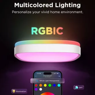 Lampă de tavan inteligentă pătrată Govee RGBICWW, 2400lm, 30cm, Matter