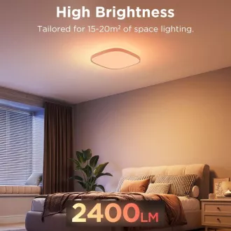 Lampă de tavan inteligentă pătrată Govee RGBICWW, 2400lm, 30cm, Matter