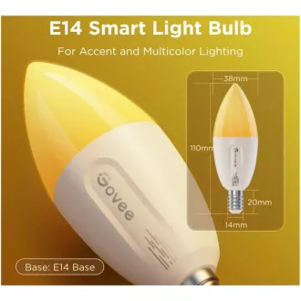 Bec inteligent Govee RGBWW 5W-50W 450lm E14 Durată lungă de viață 2 buc Matter